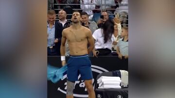 Partido de exhibición entre Djokovic y Dimitrov termina convirtiéndose en un ‘doble striptease’