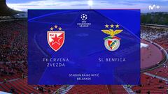Resumen y goles del Estrella Roja vs Benfica, jornada 1 de la Champions League