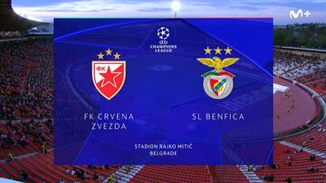 Resumen y goles del Estrella Roja vs Benfica, jornada 1 de la Champions League
