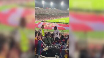 Echan a un madridista de Montjuïc y esta es la reacción de la grada