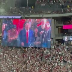 Stadium erupts as Donald Trump appears on video board at Alabama-Georgia clash