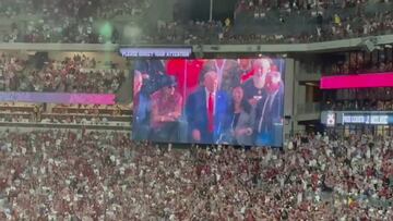 Stadium erupts as Donald Trump appears on video board at Alabama-Georgia clash
