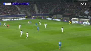 Del centro del campo a la escuadra en tres toques: el golazo del Brujas es para verlo una y otra vez