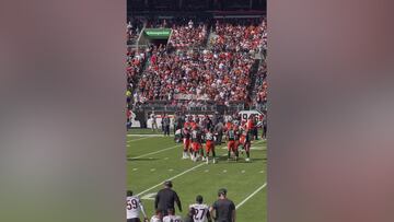 Watch the reaction of Cleveland fans as Deshaun Watson leaves the field injured before halftime