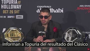 La reacción de Topuria que le salió del alma cuando le informan que el Madrid ha perdido 0-4 el Clásico