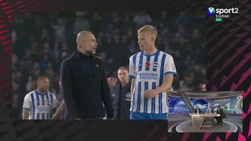 El caliente final de Guardiola con un jugador rival tras confirmarse su cuarta derrota consecutiva