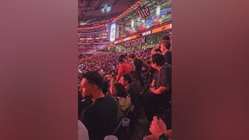 Durante la pelea de Tyson una mujer se rebeló en la grada contra un hombre: viral al instante