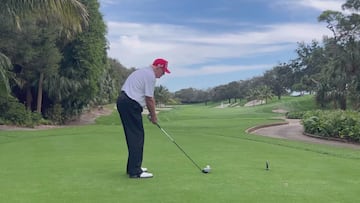 Donald Trump’s stunning drive swing power shines in golf round with JD Vance
