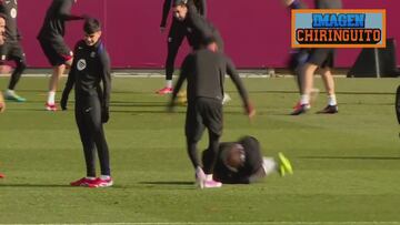 Momentazo en el entrenamiento del Barça: entradón de Araujo a Ansu y lo que pasa después tienen que verlo