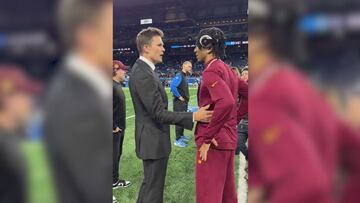 Tom Brady’s pregame pep talk: NFL icon engages with rising star Jayden Daniels