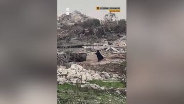 Una mujer libanesa enfrenta de cara a un tanque israelí: piel de gallina