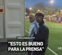 La ‘pulla’ de Ancelotti entrando a la sala de prensa: Pedrerol no pudo contener la carcajada