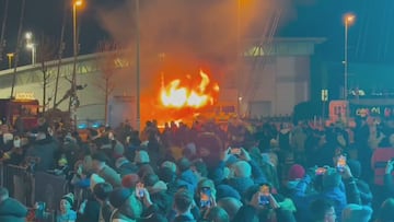 Wild footage of van fire leads to evacuation at Etihad, Manchester City match resumes safely