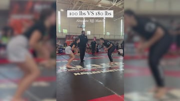 Debuta en jiu-jitsu ante una rival que le saca 40kg: esta pelea de 25′' les va a dejar boquiabiertos