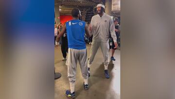 Kyrie Irving and Anthony Davis share handshake before AD’s first game as a Maverick