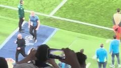 De esos gestos de Pep en el Bernabéu que se recordarán durante mucho tiempo: ojo al escudo