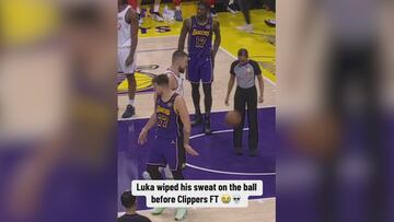 Luka Doncic wipes sweat with the ball, referee gets furious – hilarious moment caught on camera!