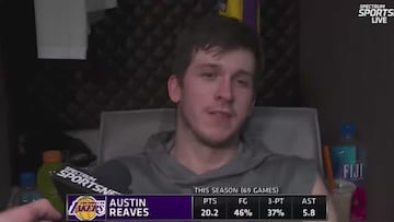 LeBron playfully steals the spotlight from Austin Reeves in locker room interview
