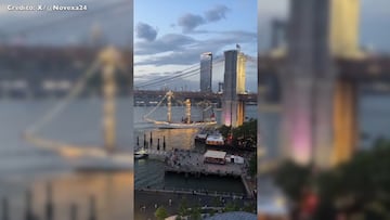 Un barco de la armada mexicana choca contra el puente de Brooklyn y provoca 2 muertos y 22 heridos
