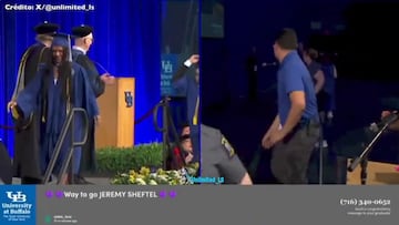 El triste momento en que policía persigue a hombre por su hijo