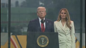 Awkward moment as Trump must be prompted to leave stage at Army ceremony