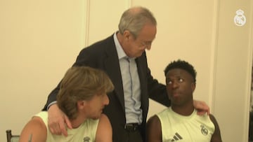 El clásico saludo de Florentino al equipo: el semblante de Mbappé tras su virus es revelador