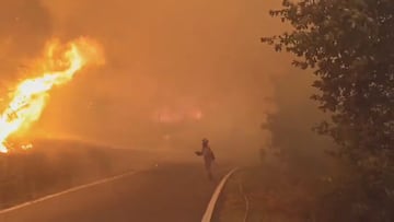 El impresionante ataque directo al fuego de dos bomberos de la UME en Ourense: la secuencia impacta