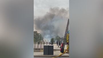 Aparatoso incendio en el centro de Madrid justo al lado del Museo del Ferrocarril