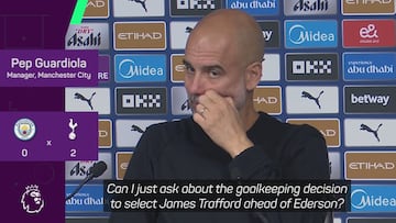 Guardiola defends Trafford despite horror show against Spurs