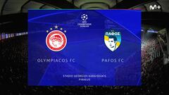 Resumen y goles del Olympiacos vs Pafos, jornada 1 de la Champions League 25-26