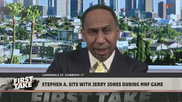 Stephen A Smith reacts to sitting with Jerry Jones after Cowboys’ MNF loss to Cardinals