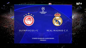 Resumen y goles del Olympiacos vs Real Madrid, jornada 5 de la Champions League 25-26