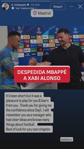 La primera reacción de Mbappé a la destitución de Xabi Alonso: sumamente cariñoso
