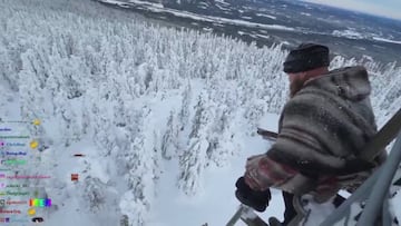 Más de 1M de visitas: se lanza a la nieve desde una torre de 20 metros en pleno directo de Twitch