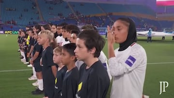 Iranian women’s football team refuses to sing national anthem in powerful silent protest