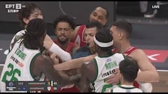 Brutal tangana en el Panathinaikos vs. Olympiacos: hasta camisetas rotas