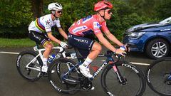CISTIERNA, SPAIN - AUGUST 26: (L-R) Julian Alaphilippe of France and Remco Evenepoel of Belgium and Team Quick-Step - Alpha Vinyl - Red Leader Jersey cduring the 77th Tour of Spain 2022, Stage 7 a 190km stage from Camargo to Cistierna / #LaVuelta22 / #WorldTour / on August 26, 2022 in Cistierna, Spain. (Photo by Tim de Waele/Getty Images)