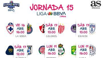 Liga MX Femenil: Fechas y horarios de la jornada 15