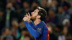  Barcelona&#039;s Lionel Messi celebrates a goal 