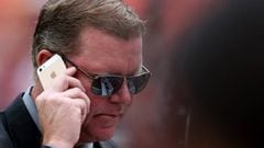 LANDOVER, MD - SEPTEMBER 20: General Manager Scot McCloughan of the Washington Redskins talks on the phone prior to the start of a game against the St. Louis Rams at FedExField on September 20, 2015 in Landover, Maryland. (Photo by Matt Hazlett/Getty Images)