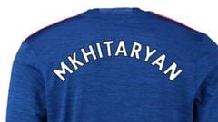A shirt with Mkhitaryan's name on it being sold in Manchester United's official store.