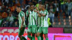 Jugadores de Nacional celebrando el gol ante Pasto por Liga &Aacute;guila I-2018