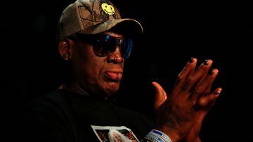 FILE PHOTO: Former NBA player Dennis Rodman poses for a portrait in Los Angeles, California, U.S., September 9, 2019.   REUTERS/Mike Blake/File Photo