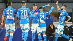 Jugadores del Napoli celebrando un gol por Serie A.