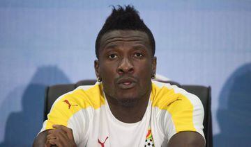 Ghana's national football team captain Asamoah Gyan attends a press conference at Port-Gentil Stadium on January 16, 2017, during the 2017 Africa Cup of Nations football tournament in Gabon.