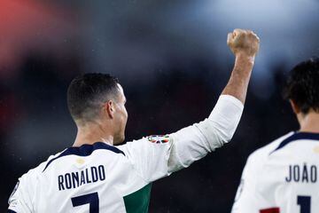 Cristiano Ronaldo celebrates after scoring his team's third goal during the UEFA Euro 2024 Group J match between Luxembourg and Portugal at the Stade de Luxembourg.