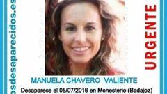 Imagen del cartel de b&uacute;squeda de Manuela Chavero, desaparecida desde julio de 2016.