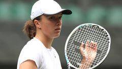 World Number One Iga Swiatek during a practice session ahead of The Championships Wimbledon 2022 at All England Lawn Tennis and Croquet Club on June 24, 2022.