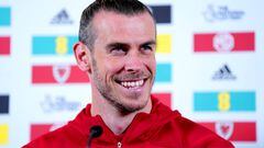 Wales' Gareth Bale during a press conference at the Vale Resort Golf Club, Cardiff. Picture date: Friday June 10, 2022. (Photo by Nick Potts/PA Images via Getty Images)
