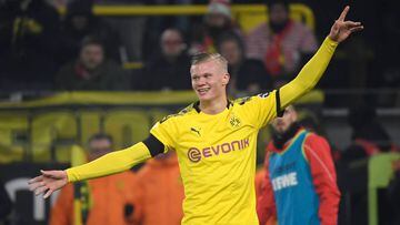Haaland celebra uno de sus goles en el Borussia Dortmund.